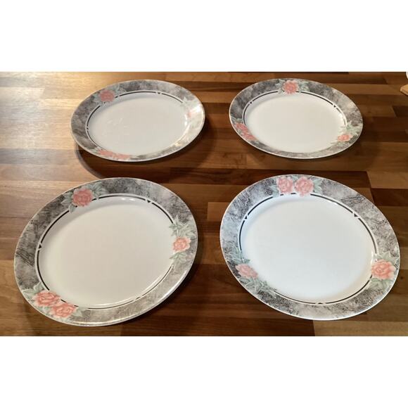 Set of 4 Corelle by Corning Silk and Roses Dinner Plates 10.25" - Picture 7 of 10